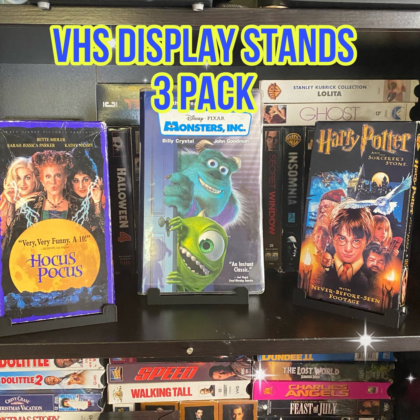 VHS Video Tape Display Stand Holders For Cassette Tapes Movies Films Books (includes 3)